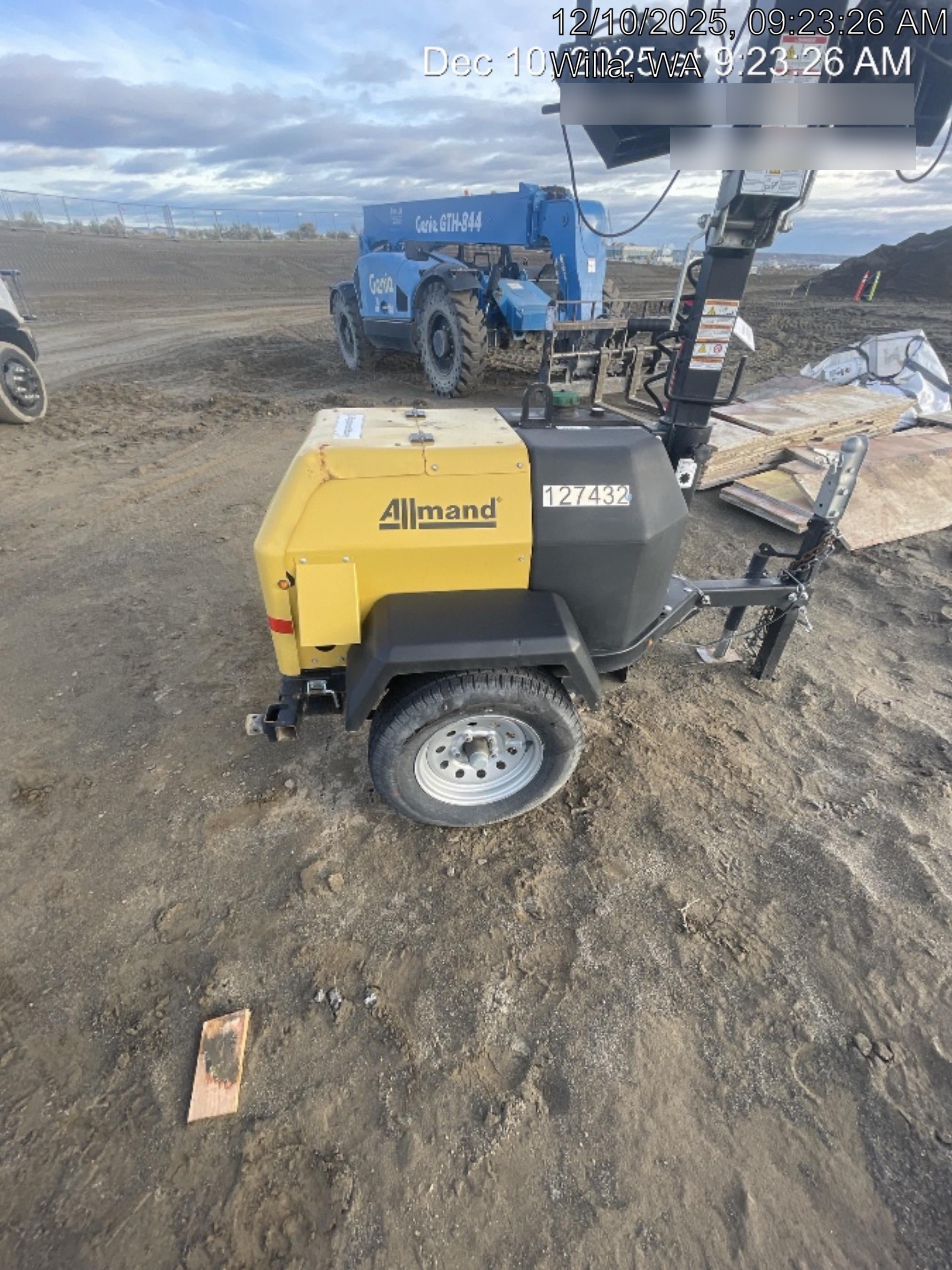 2021 Allmand NLV3GR (4) LED Light Fixture 350W, 23' Vertical Mast, 3kW Prime, Towable, Deep Sea L401, Leveling Jacks, Yanmar T4F 5.8hp