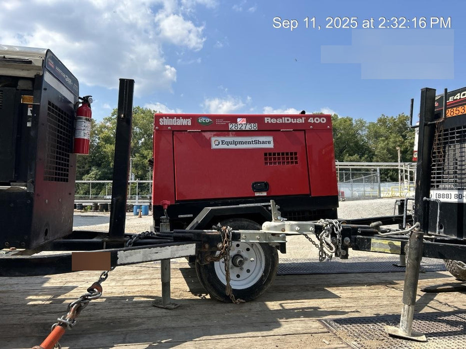 2022 Shindaiwa DGW400MDL Kubota D902 Engine, 23 HP, Dual Op Welder, Wire, Arc, Droop Stick, Tig, and CC Stick Functionality, Simulphase, 3 Phase and 1 Phase Gen Output, Single Axle NB Trlr, Slr Trckl Chrg 12V 12W, Fire Ext