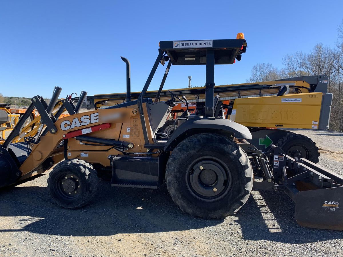 2019 Case 570N EP Canopy, 4WD, GP Front Bucket, Dual Tilt Cylinder, 84" Box Blade w/ Scarifier, Wheel Weights, Beacon