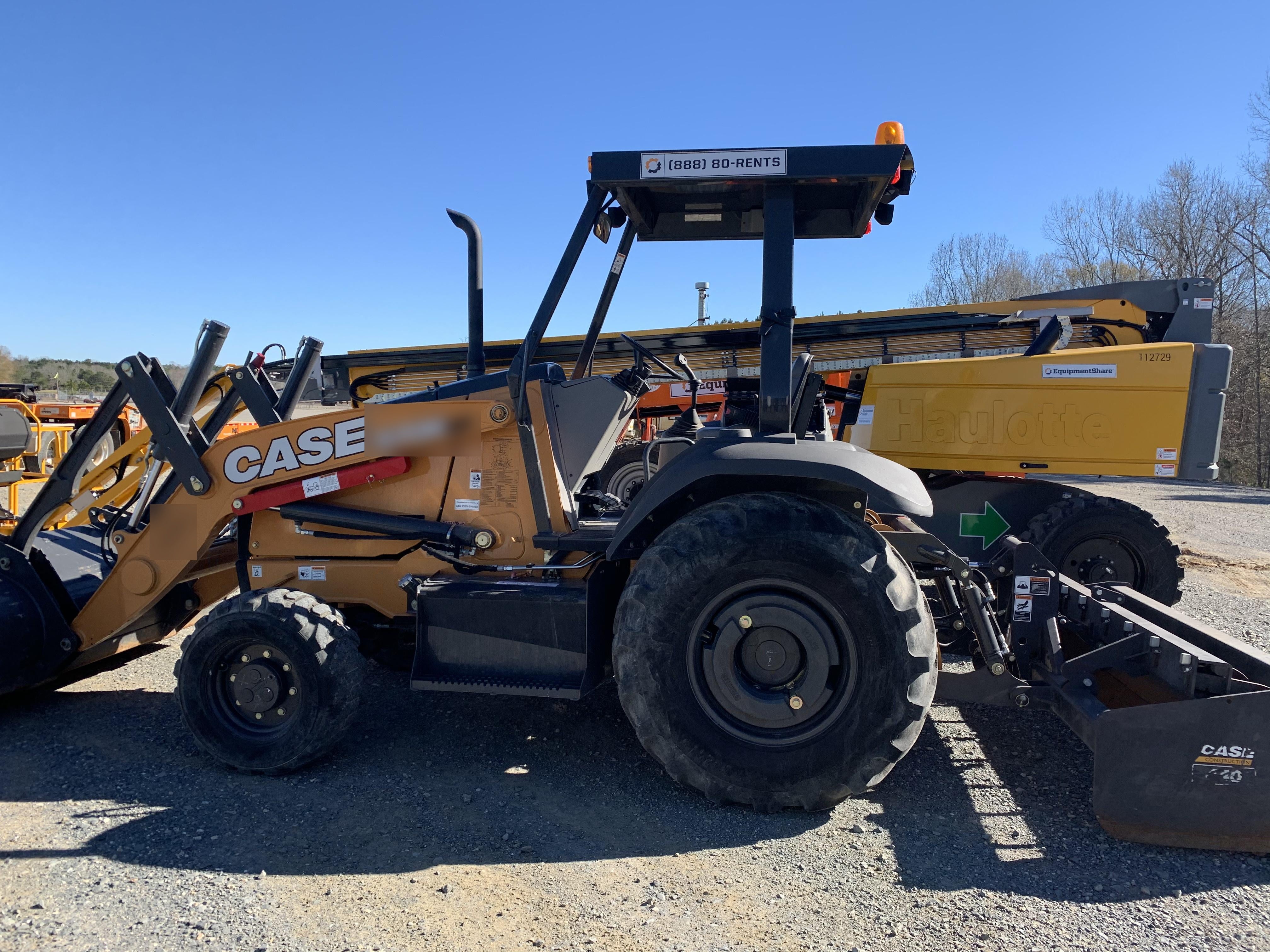2019 Case 570N EP Canopy, 4WD, GP Front Bucket, Dual Tilt Cylinder, 84" Box Blade w/ Scarifier, Wheel Weights, Beacon