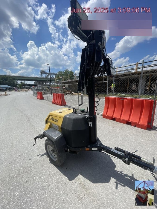 2022 Allmand NLV3GR (4) LED Light Fixture 350W, 23' Vertical Mast, 3kW Prime, Towable, Deep Sea L401, Leveling Jacks, Yanmar T4F 5.8hp