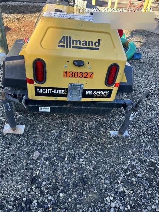 2021 Allmand NLV3GR (4) LED Light Fixture 350W, 23' Vertical Mast, 3kW Prime, Towable, Deep Sea L401, Leveling Jacks, Yanmar T4F 5.8hp