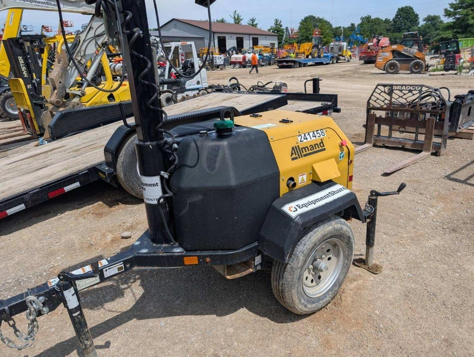 2022 Allmand NLV3GR (4) LED Light Fixture 350W, 23' Vertical Mast, 3kW Prime, Towable, Deep Sea L401, Leveling Jacks, Yanmar T4F 5.8hp