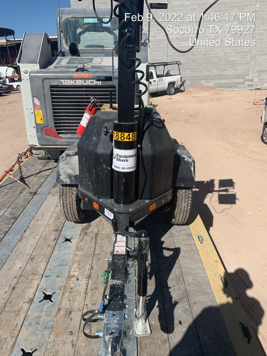 Allmand NLV3GR (4) LED Light Fixture 350W, 23' Vertical Mast, 3kW Prime, Towable, Deep Sea L401, Leveling Jacks, Yanmar T4F 5.8hp