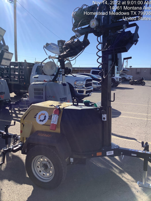 2022 Allmand NLV3GR (4) LED Light Fixture 350W, 23' Vertical Mast, 3kW Prime, Towable, ES Decals, T3