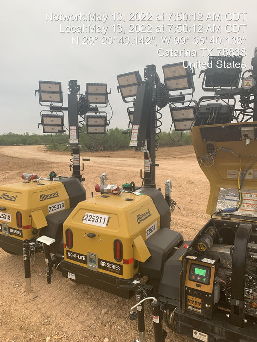 2022 Allmand NLV3GR (4) LED Light Fixture 350W, 23' Vertical Mast, 3kW Prime, Towable, Deep Sea L401, Leveling Jacks, Yanmar T4F 5.8hp