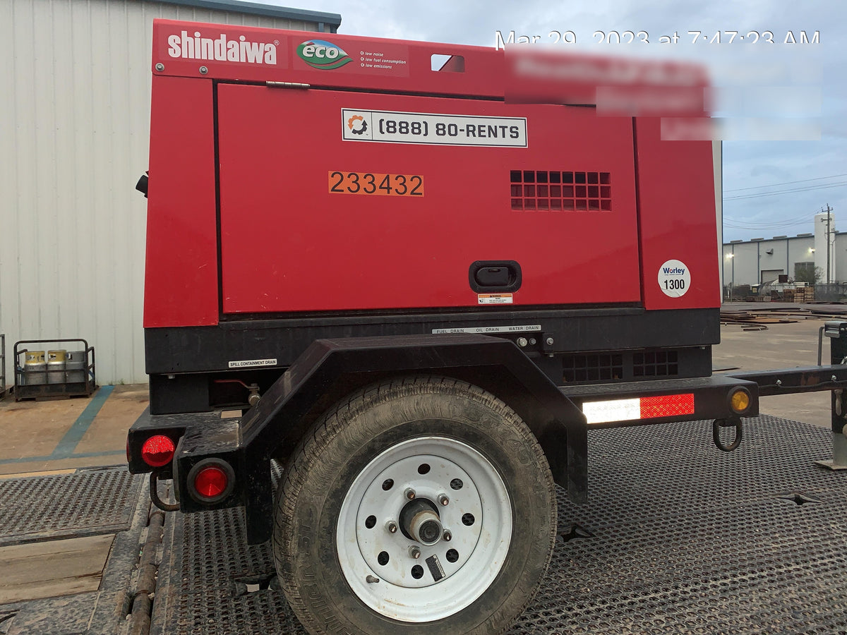 2022 Shindaiwa DGW400MDL Kubota D902 Engine, 23 HP, Dual Op Welder, Wire, Arc, Droop Stick, Tig, and CC Stick Functionality, Simulphase, 3 Phase and 1 Phase Gen Output, Single Axle NB Trlr, Slr Trckl Chrg 12V 12W, Fire Ext
