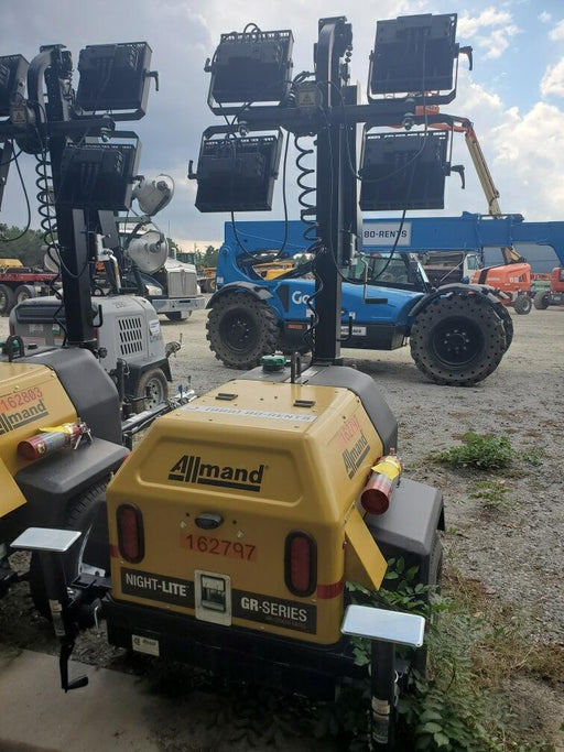 2021 Allmand NLV3GR (4) LED Light Fixture 350W, 23' Vertical Mast, 3kW Prime, Towable, Deep Sea L401, Leveling Jacks, Yanmar T4F 5.8hp