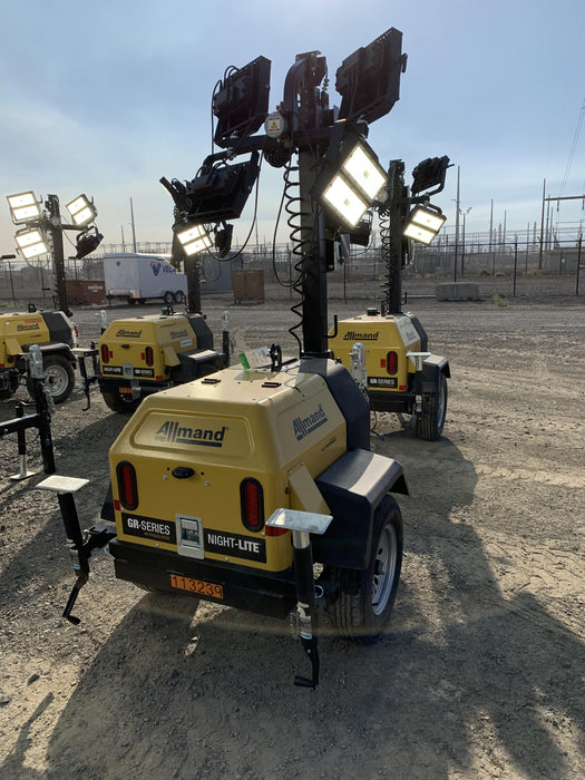 2020 Allmand NLV3GR (4) LED Light Fixture 350W, 23' Vertical Mast, 3kW Prime, Towable, Deep Sea L401, Leveling Jacks, Yanmar T4F 5.8hp