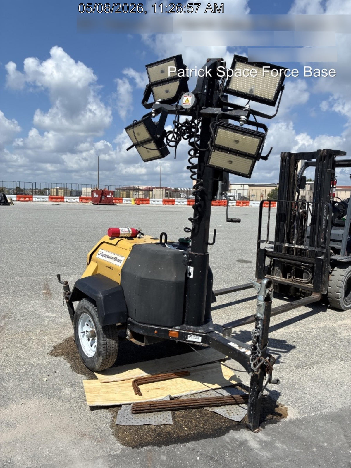 Allmand NLV3GR (4) LED Light Fixture 350W, 23' Vertical Mast, 3kW Prime, Towable, Deep Sea L401, Leveling Jacks, Yanmar T4F 5.8hp