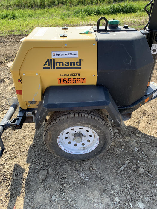 2021 Allmand NLV3GR (4) LED Light Fixture 350W, 23' Vertical Mast, 3kW Prime, Towable, Deep Sea L401, Leveling Jacks, Yanmar T4F 5.8hp