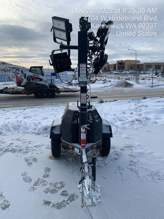 2021 Allmand NLV3GR (4) LED Light Fixture 350W, 23' Vertical Mast, 3kW Prime, Towable, Deep Sea L401, Leveling Jacks, Yanmar T4F 5.8hp