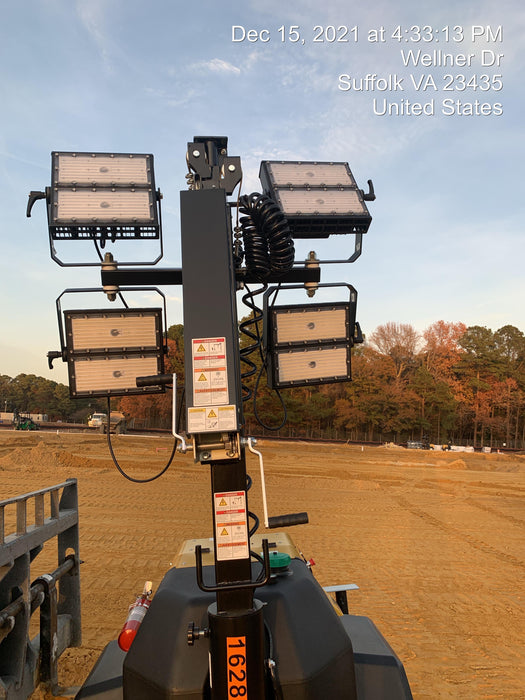 2021 Allmand NLV3GR (4) LED Light Fixture 350W, 23' Vertical Mast, 3kW Prime, Towable, Deep Sea L401, Leveling Jacks, Yanmar T4F 5.8hp