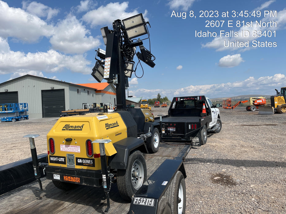 2022 Allmand NLV3GR (4) LED Light Fixture 350W, 23' Vertical Mast, 3kW Prime, Towable, ES Decals, T3
