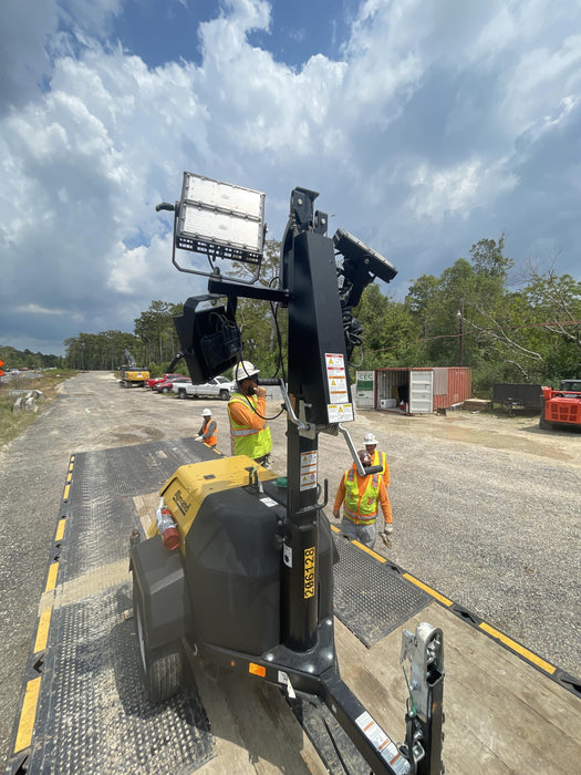 2022 Allmand NLV3GR (4) LED Light Fixture 350W, 23' Vertical Mast, 3kW Prime, Towable, Deep Sea L401, Leveling Jacks, Yanmar T4F 5.8hp