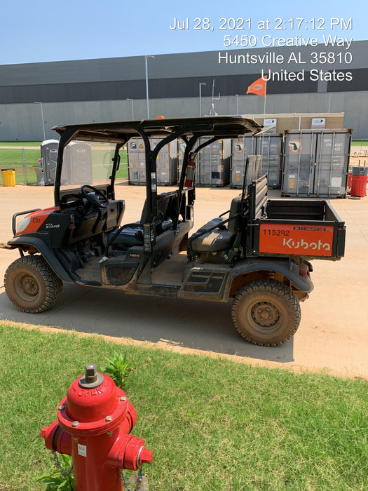 2020 Kubota RTV-X1140WL-H 4 Passenger Cart with Metal Top, windshield, strobe light, harness, and backup alarm