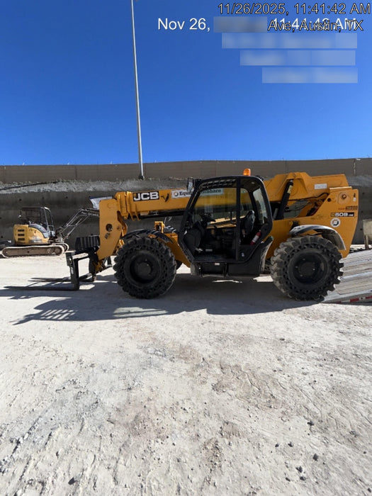 2019 JCB 509-42 74 HP w/Open ROPS, Beacon, Aux Hydraulics, LED Work lights, Solid Tires w/66" Carriage/60" Forks