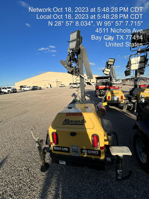 2022 Allmand NLV3GR (4) LED Light Fixture 350W, 23' Vertical Mast, 3kW Prime, Towable, ES Decals, T3