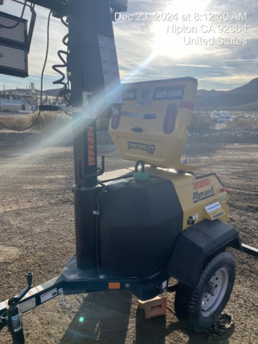 2022 Allmand NLV3GR (4) LED Light Fixture 350W, 23' Vertical Mast, 3kW Prime, Towable, ES Decals, T3