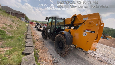 2019 JCB 509-42 74 HP w/Open ROPS, Beacon, Aux Hydraulics, LED Work lights, Solid Tires 66" Carriage/60" Forks