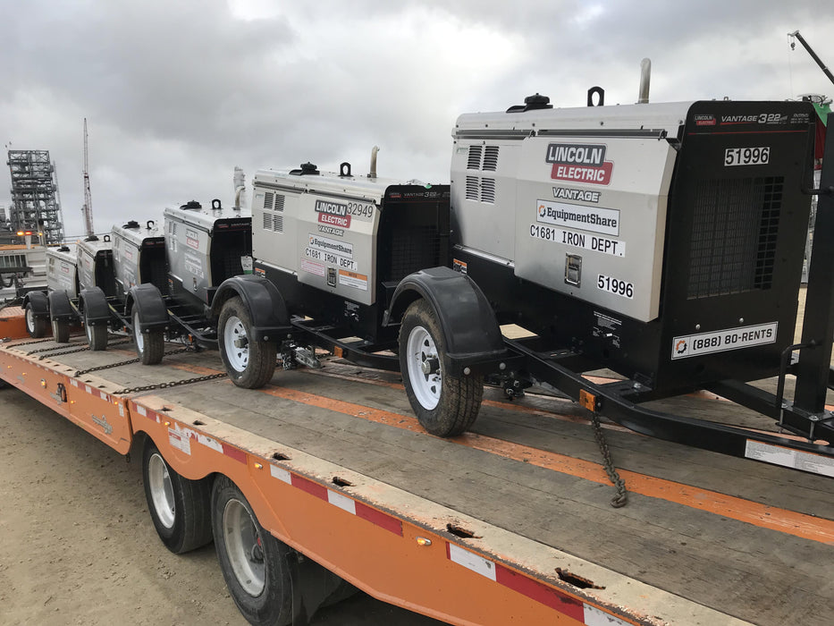 2019 Lincoln Electric Vantage 322 Welder Ready-Pak 3, Two wheel trailer, Fender and Light kit, Cable Rack