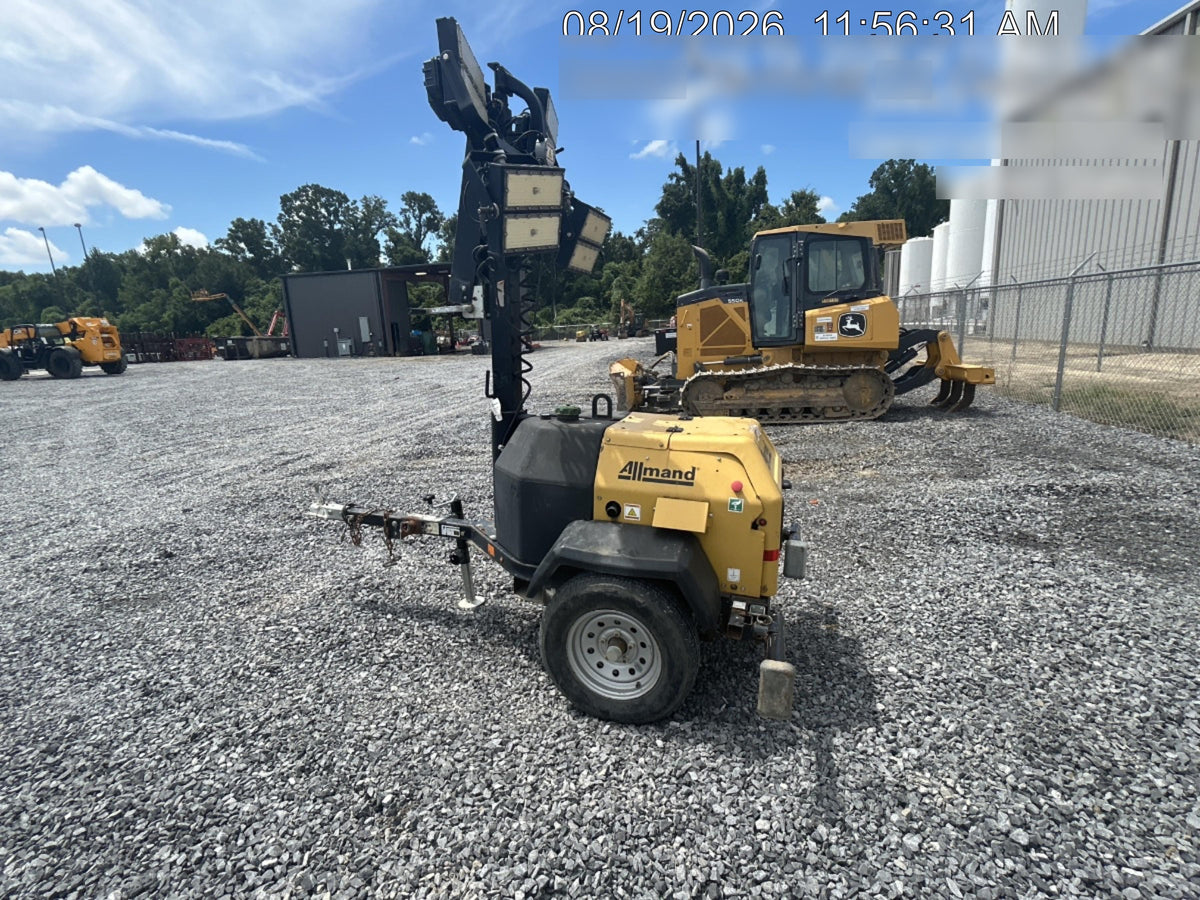 2022 Allmand NLV3GR (4) LED Light Fixture 350W, 23' Vertical Mast, 3kW Prime, Towable, Deep Sea L401, Leveling Jacks, Yanmar T4F 5.8hp
