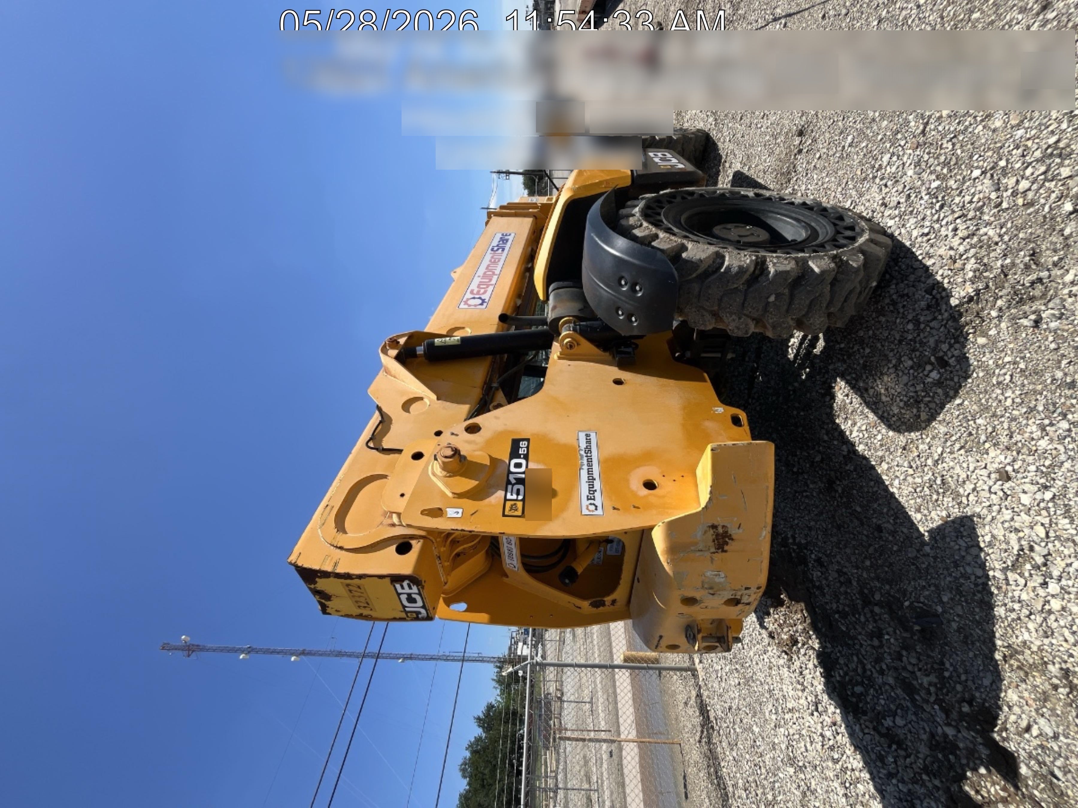 2019 JCB 510-56 Open ROPS, 74 HP, Solid Tires, Worklights, Beacon, Aux Hydraulics, Lifting Eye 72" Carriage/60" Forks