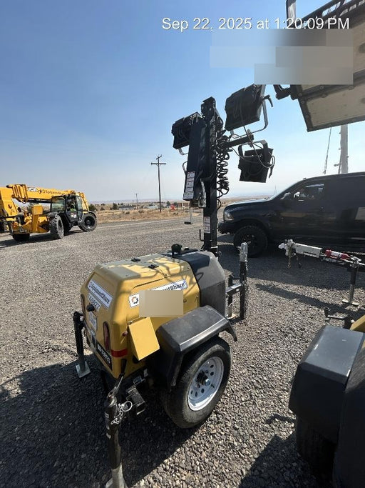 2021 Allmand NLV3GR (4) LED Light Fixture 350W, 23' Vertical Mast, 3kW Prime, Towable, Deep Sea L401, Leveling Jacks, Yanmar T4F 5.8hp