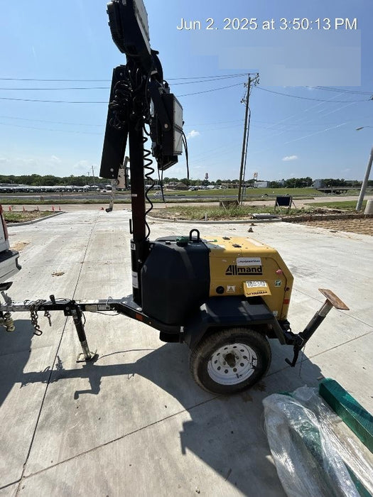 2021 Allmand NLV3GR (4) LED Light Fixture 350W, 23' Vertical Mast, 3kW Prime, Towable, Deep Sea L401, Leveling Jacks, Yanmar T4F 5.8hp