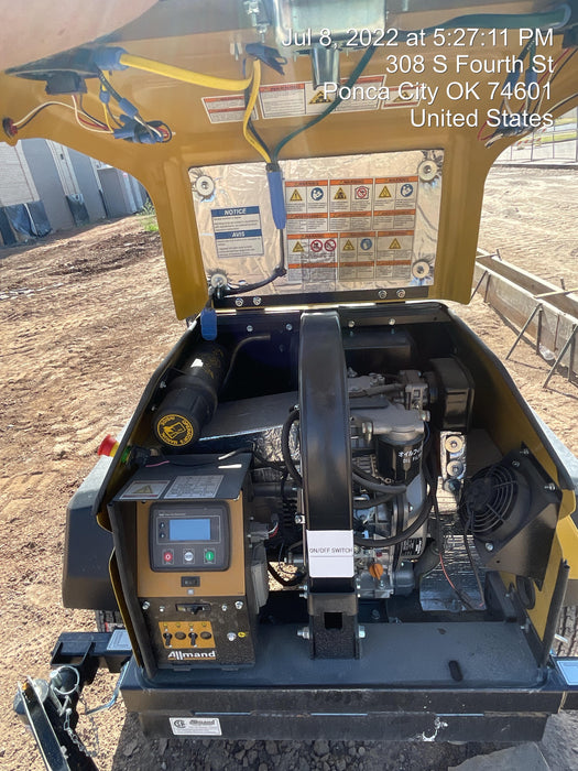 2022 Allmand NLV3GR (4) LED Light Fixture 350W, 23' Vertical Mast, 3kW Prime, Towable, Deep Sea L401, Leveling Jacks, Yanmar T4F 5.8hp