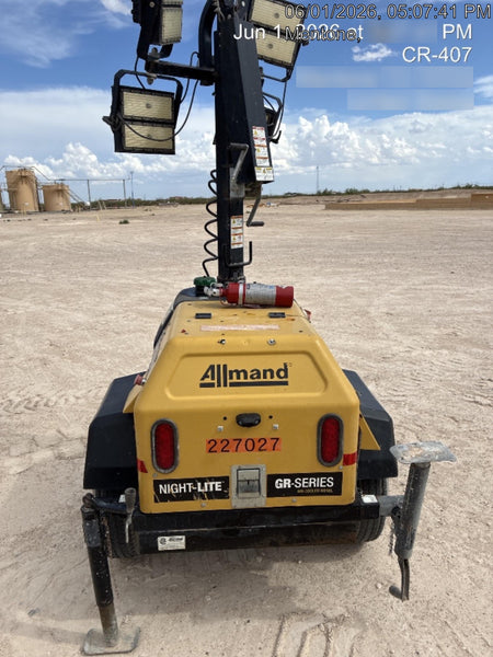 2022 Allmand NLV3GR (4) LED Light Fixture 350W, 23' Vertical Mast, 3kW Prime, Towable, Deep Sea L401, Leveling Jacks, Yanmar T4F 5.8hp