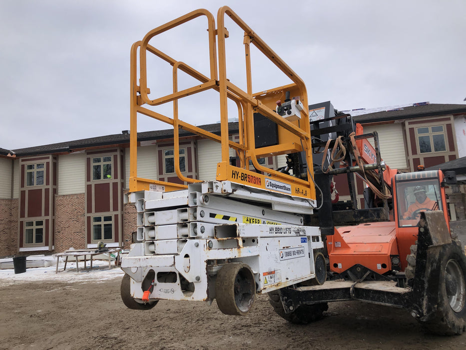 Custom Equipment HB-1430 Hy-Brid Scissor Lift
Platform capacity up to 670 lbs
Working height up to 20 ft
Weighs under 1,700 lbs
Non-marking wheels
