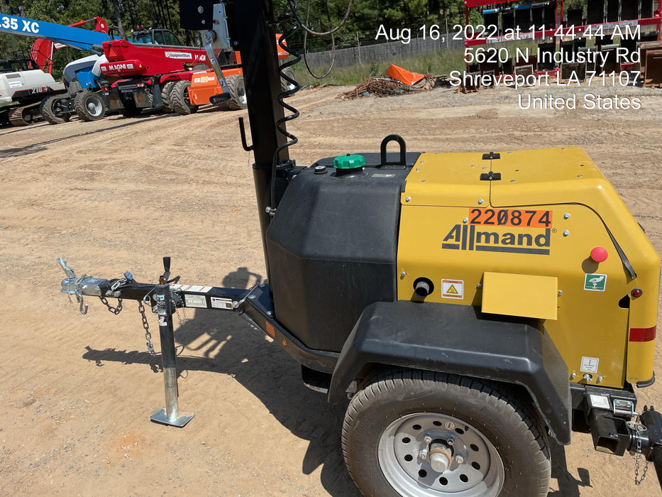 2022 Allmand NLV3GR (4) LED Light Fixture 350W, 23' Vertical Mast, 3kW Prime, Towable, Deep Sea L401, Leveling Jacks, Yanmar T4F 5.8hp