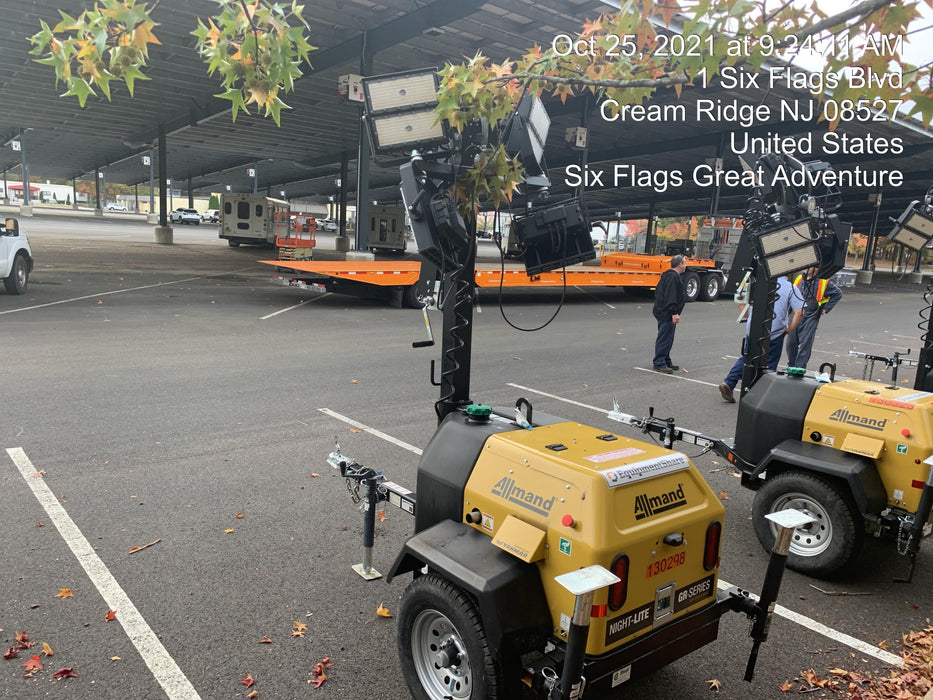 2021 Allmand NLV3GR (4) LED Light Fixture 350W, 23' Vertical Mast, 3kW Prime, Towable, Deep Sea L401, Leveling Jacks, Yanmar T4F 5.8hp