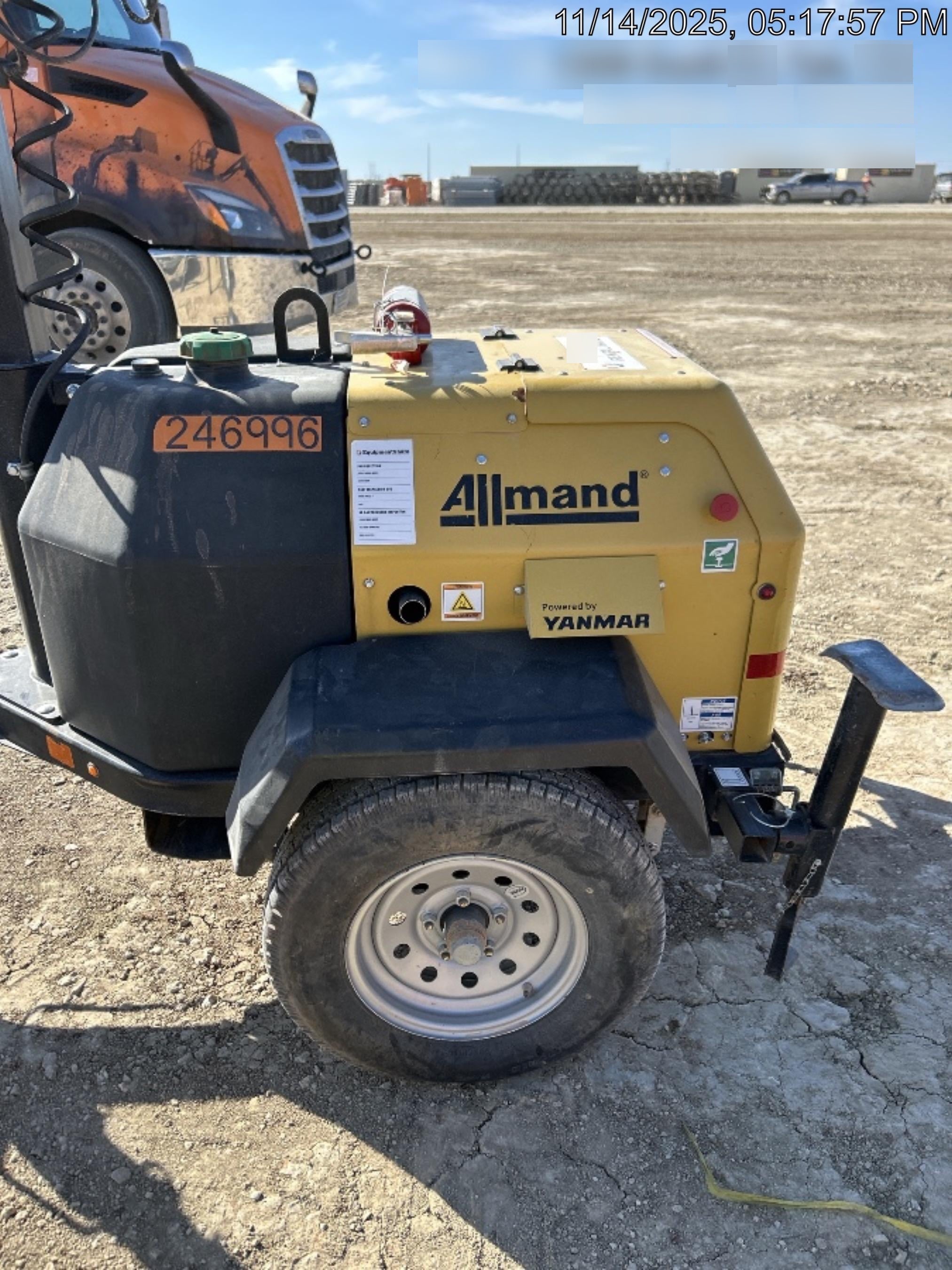 2022 Allmand NLV3GR (4) LED Light Fixture 350W, 23' Vertical Mast, 3kW Prime, Towable, ES Decals, T3