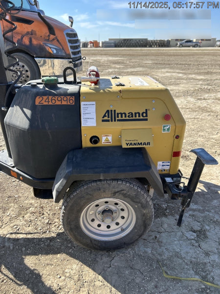 2022 Allmand NLV3GR (4) LED Light Fixture 350W, 23' Vertical Mast, 3kW Prime, Towable, ES Decals, T3