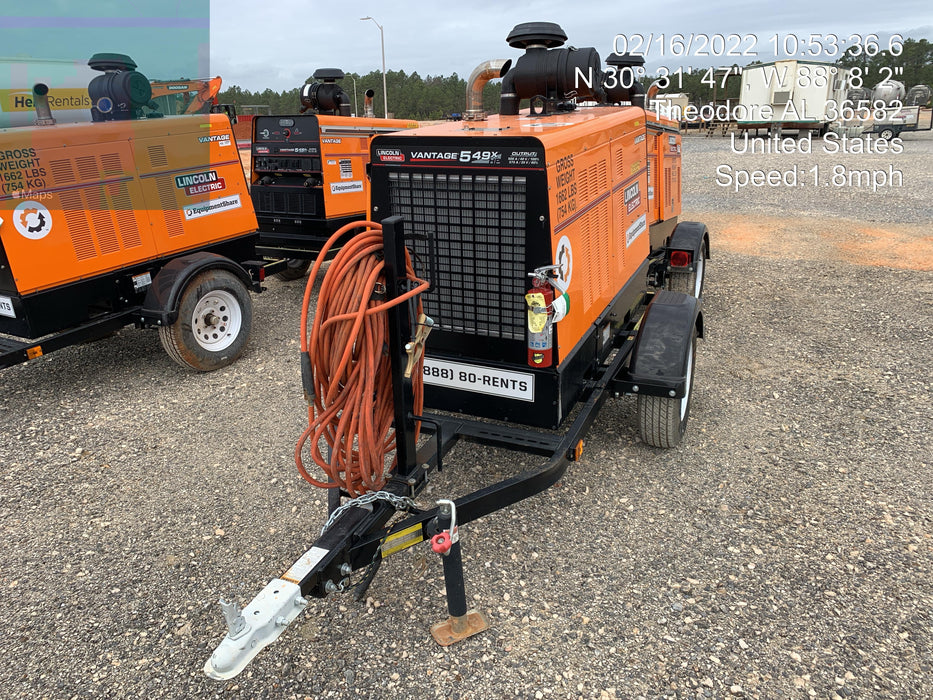 2021 Lincoln Electric Vantage 549X Ready Pak 3, ORANGE (includes trailer, cable rack, fender light kit)