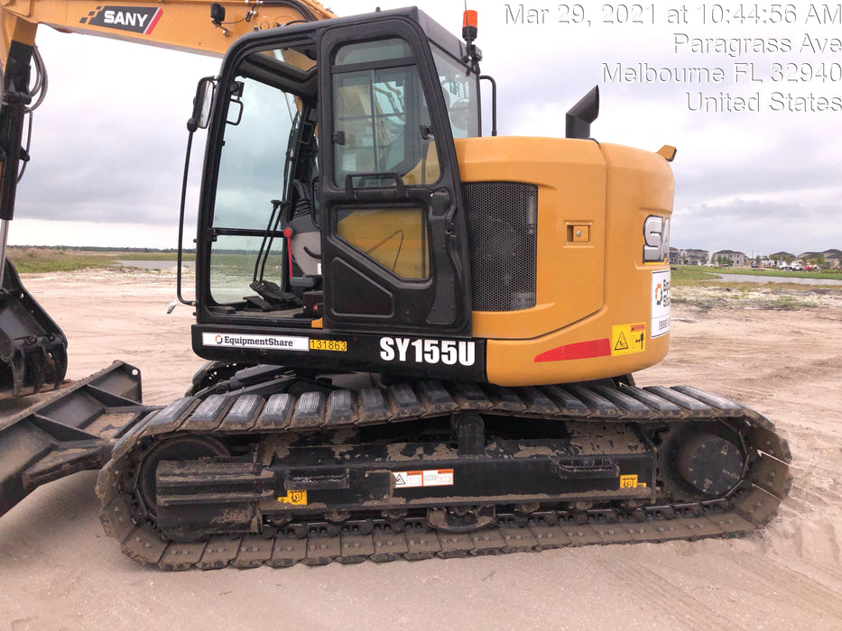 2020 Sany SY155U Rubber Tracks, Front Blade