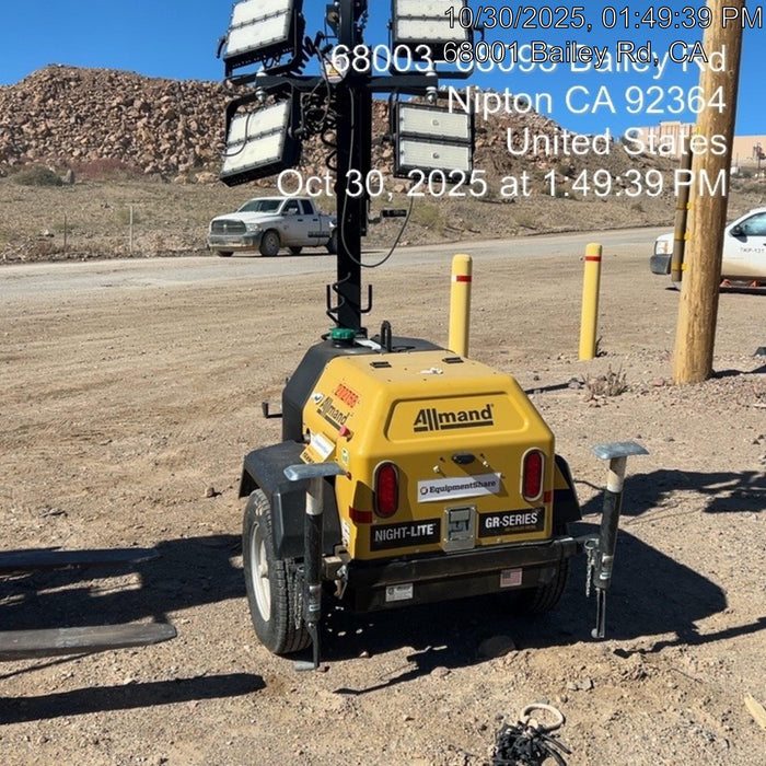 2022 Allmand NLV3GR (4) LED Light Fixture 350W, 23' Vertical Mast, 3kW Prime, Towable, ES Decals, T3