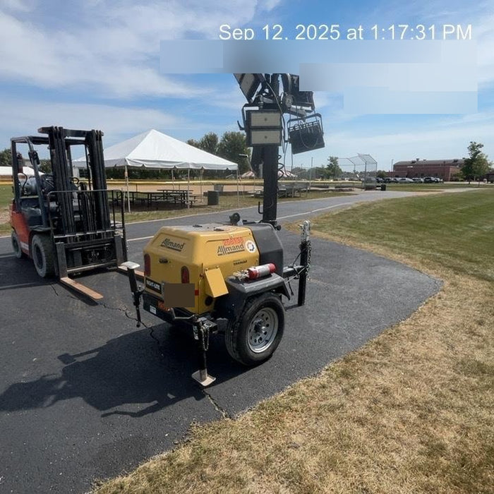 2022 Allmand NLV3GR (4) LED Light Fixture 350W, 23' Vertical Mast, 3kW Prime, Towable, ES Decals, T3