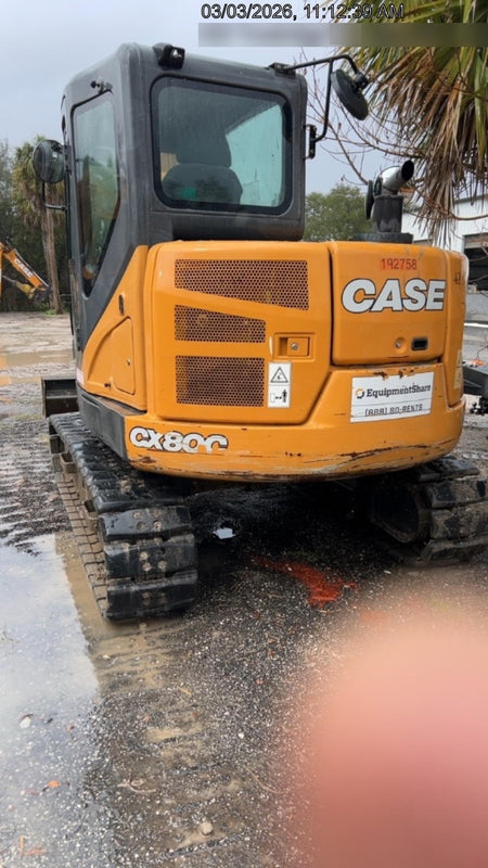 2018 Case CX80C CLOSED CAB, A/C, RUBBER TRACKS PADS, 7'-2" ARM