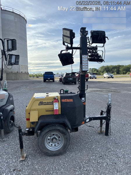 2022 Allmand NLV3GR (4) LED Light Fixture 350W, 23' Vertical Mast, 3kW Prime, Towable, ES Decals, T3