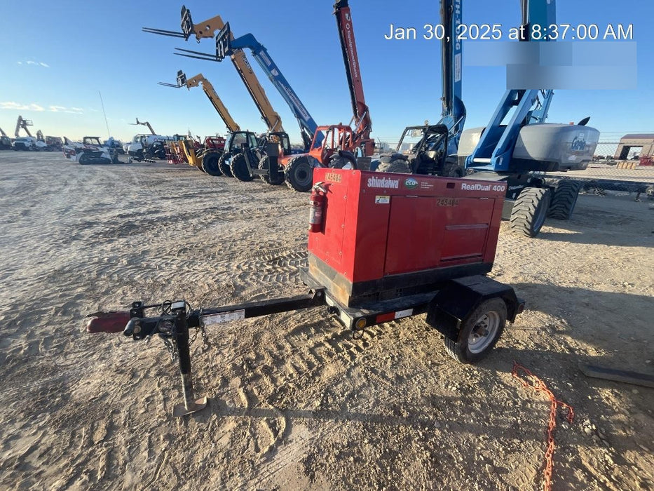 2022 Shindaiwa DGW400MDL Kubota D902 Engine, 23 HP, Dual Op Welder, Wire, Arc, Droop Stick, Tig, and CC Stick Functionality, Simulphase, 3 Phase and 1 Phase Gen Output, Single Axle NB Trlr, Slr Trckl Chrg 12V 12W, Fire Ext