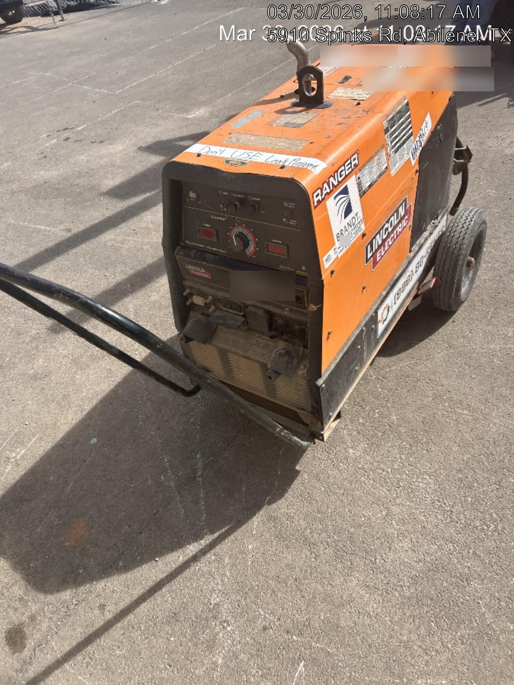2020 Lincoln Electric Ranger 305 LPG Kohler Engine, One-Pak