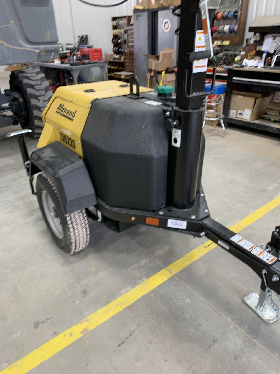 2022 Allmand NLV3GR (4) LED Light Fixture 350W, 23' Vertical Mast, 3kW Prime, Towable, Deep Sea L401, Leveling Jacks, Yanmar T4F 5.8hp