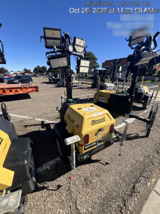 2022 Allmand NLV3GR (4) LED Light Fixture 350W, 23' Vertical Mast, 3kW Prime, Towable, Deep Sea L401, Leveling Jacks, Yanmar T4F 5.8hp