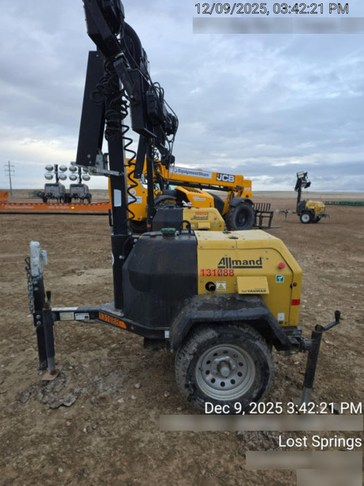 2021 Allmand NLV3GR (4) LED Light Fixture 350W, 23' Vertical Mast, 3kW Prime, Towable, Deep Sea L401, Leveling Jacks, Yanmar T4F 5.8hp