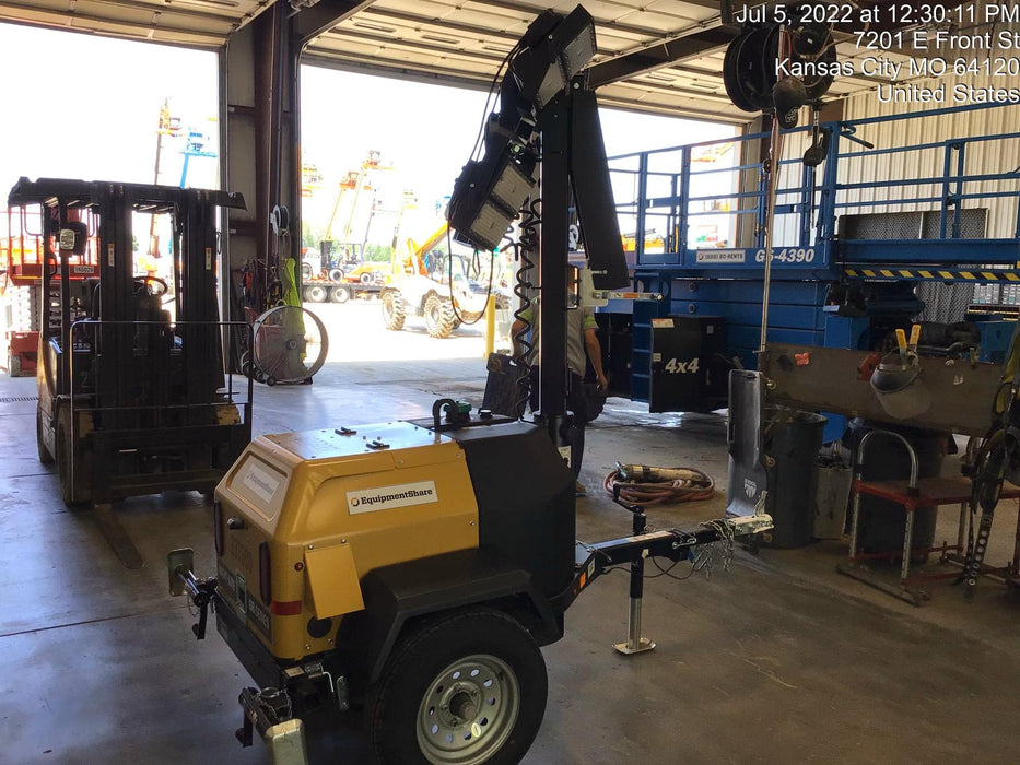 2022 Allmand NLV3GR (4) LED Light Fixture 350W, 23' Vertical Mast, 3kW Prime, Towable, Deep Sea L401, Leveling Jacks, Yanmar T4F 5.8hp