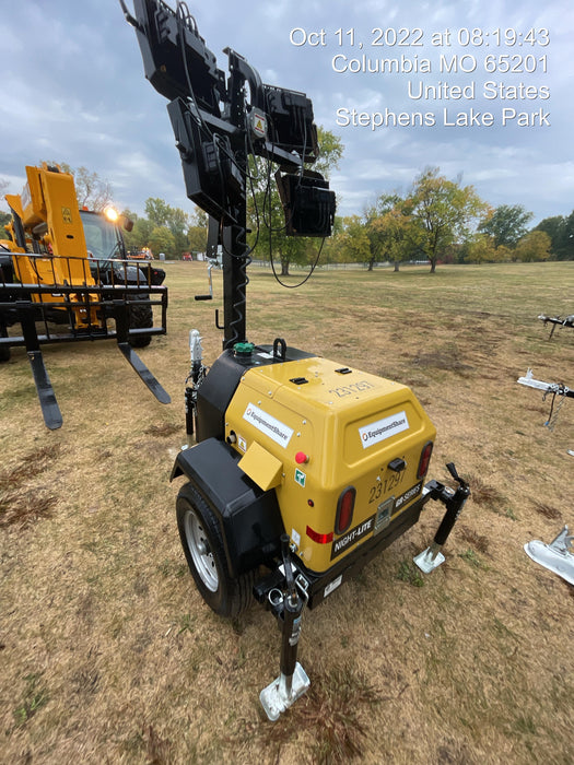 2022 Allmand NLV3GR (4) LED Light Fixture 350W, 23' Vertical Mast, 3kW Prime, Towable, Deep Sea L401, Leveling Jacks, Yanmar T4F 5.8hp