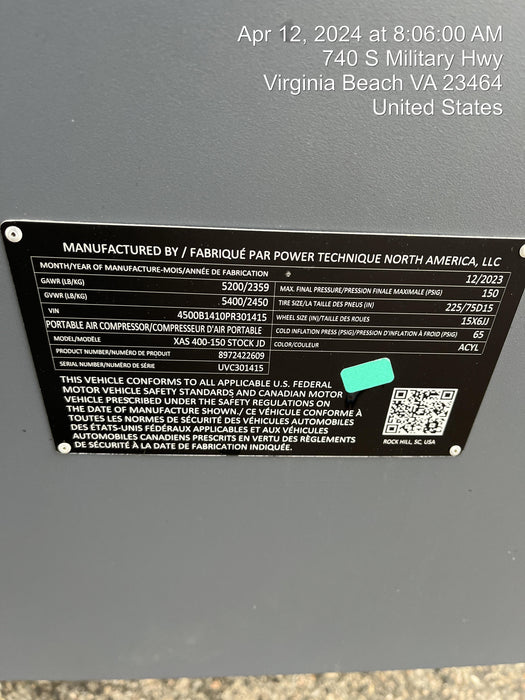 2023 ATLAS COPCO XAS 400-150 PACE